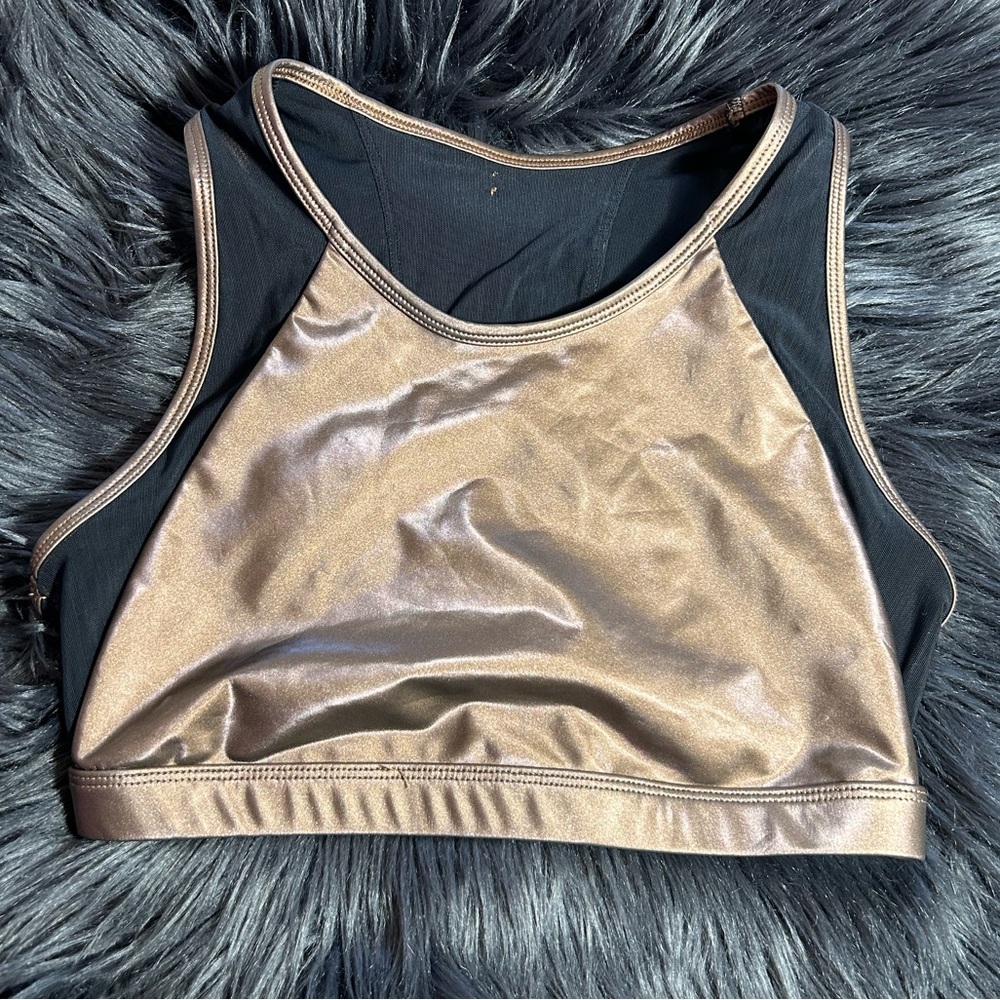 FABLETICS Camryn Metallic Bronze Shimmer Bra Mesh Sports Bra Size XS - Picture 3 of 4